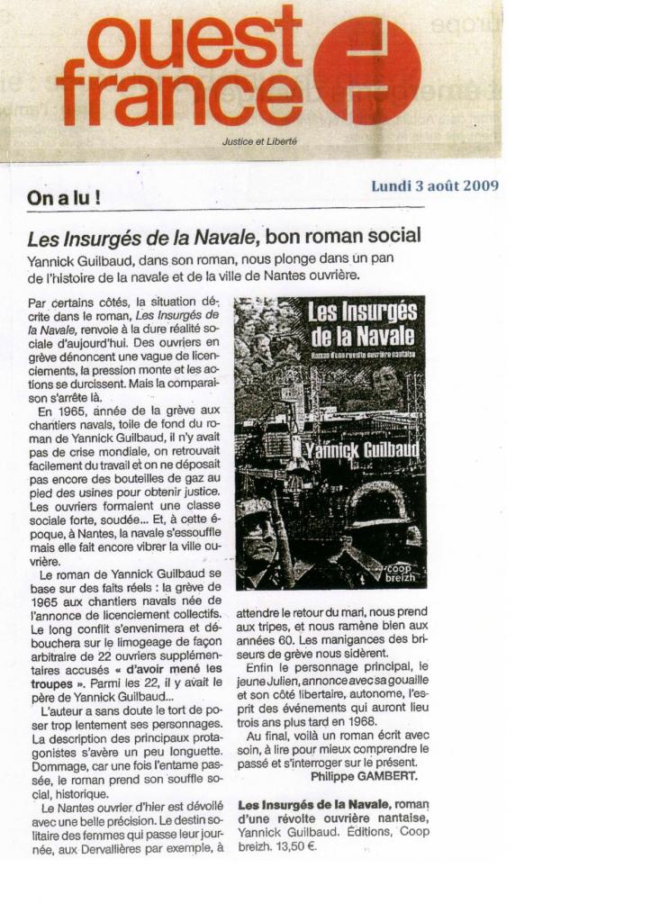 Ouest France 3 août 2009 Les Insurges.jpg